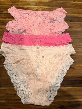 Victoria's Secret Lace Bikini Brief Trio - Hot Pink, Bubblegum & Blush